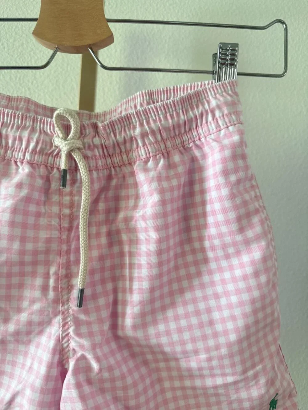 Polo Ralph Lauren Pink Gingham Swim Trunks Boys Size 8